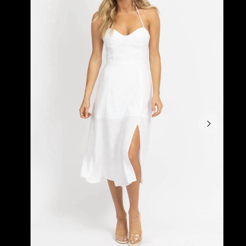 White Linen Halter Dress